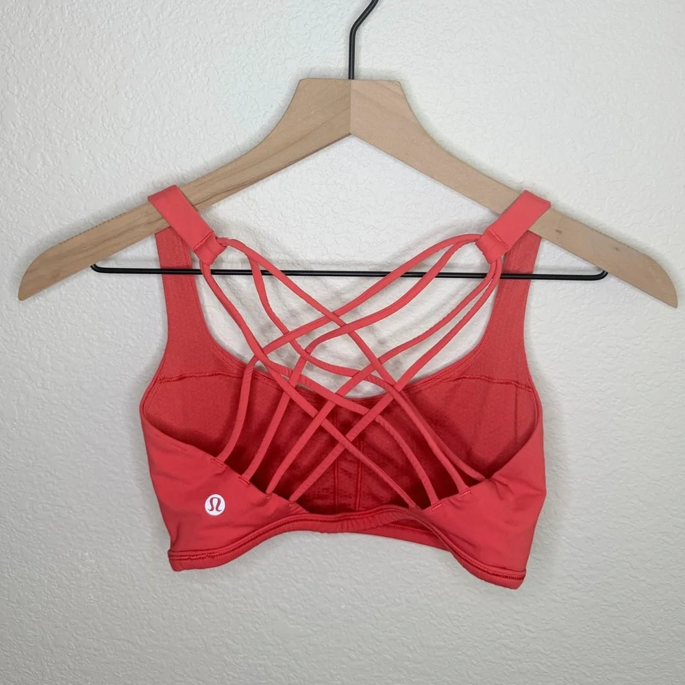 Lululemon Free To Be Wild Strappy Sports Bra Coral Pink Size 6 - Picture 2 of 6